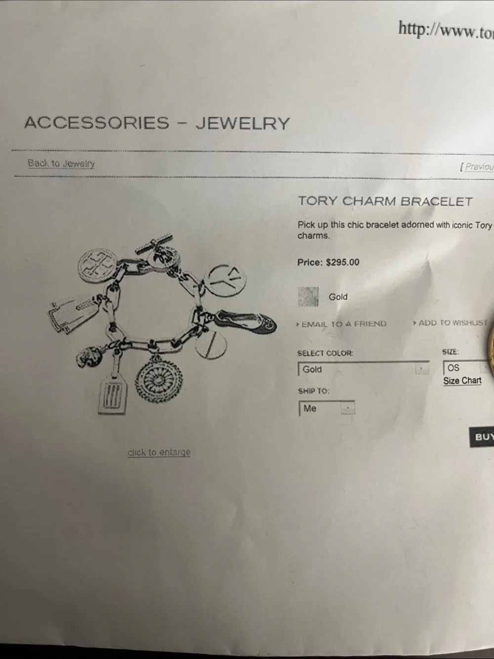 Tory Burch Gold Charm Bracelet